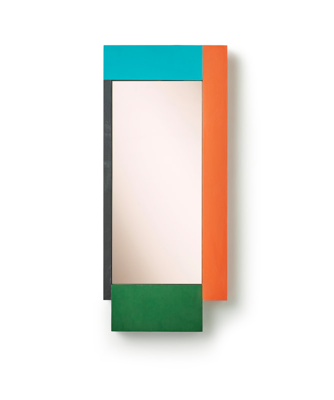 Hand painted bronzed mirror inspired by Robert Mangold painting